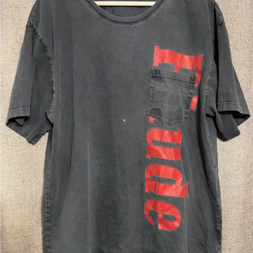 Rhude Charcoal Tee with Red Graphic